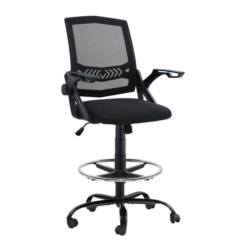 Artiss Office Chair Drafting Stool Mesh Chairs Black-Furniture > Office-PEROZ Accessories