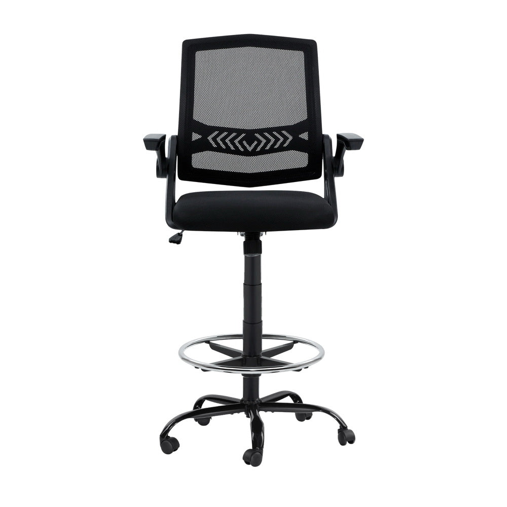 Artiss Office Chair Drafting Stool Mesh Chairs Black-Furniture > Office-PEROZ Accessories