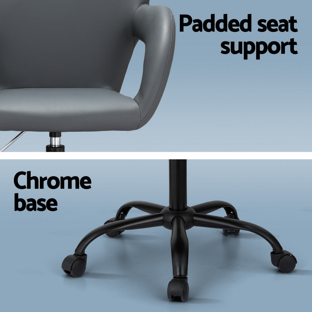 Artiss Office Chair Mid Back Grey-Furniture > Bar Stools & Chairs-PEROZ Accessories