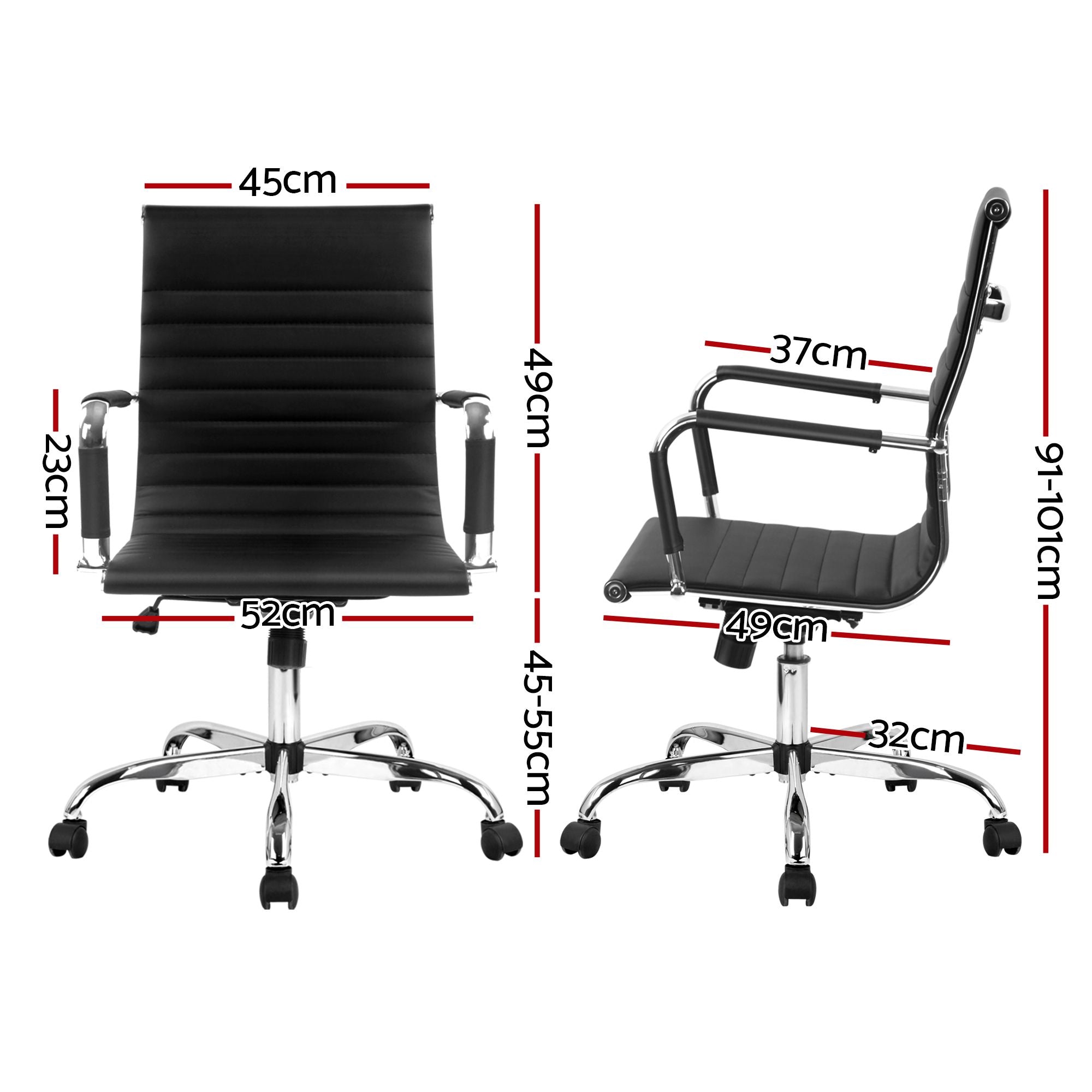 Artiss Office Chair Conference Chairs PU Leather Mid Back Black-Office Chairs-PEROZ Accessories
