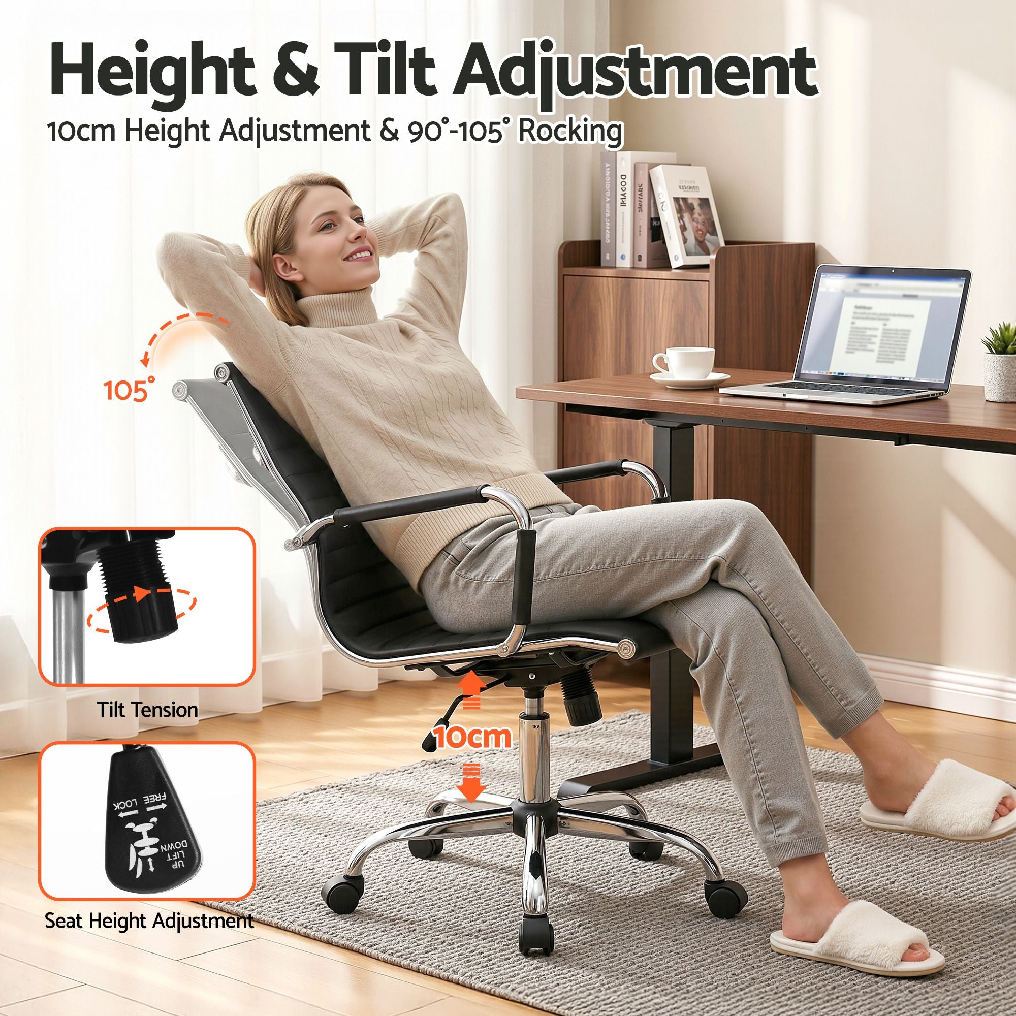 Artiss Office Chair Conference Chairs PU Leather Mid Back Black-Office Chairs-PEROZ Accessories