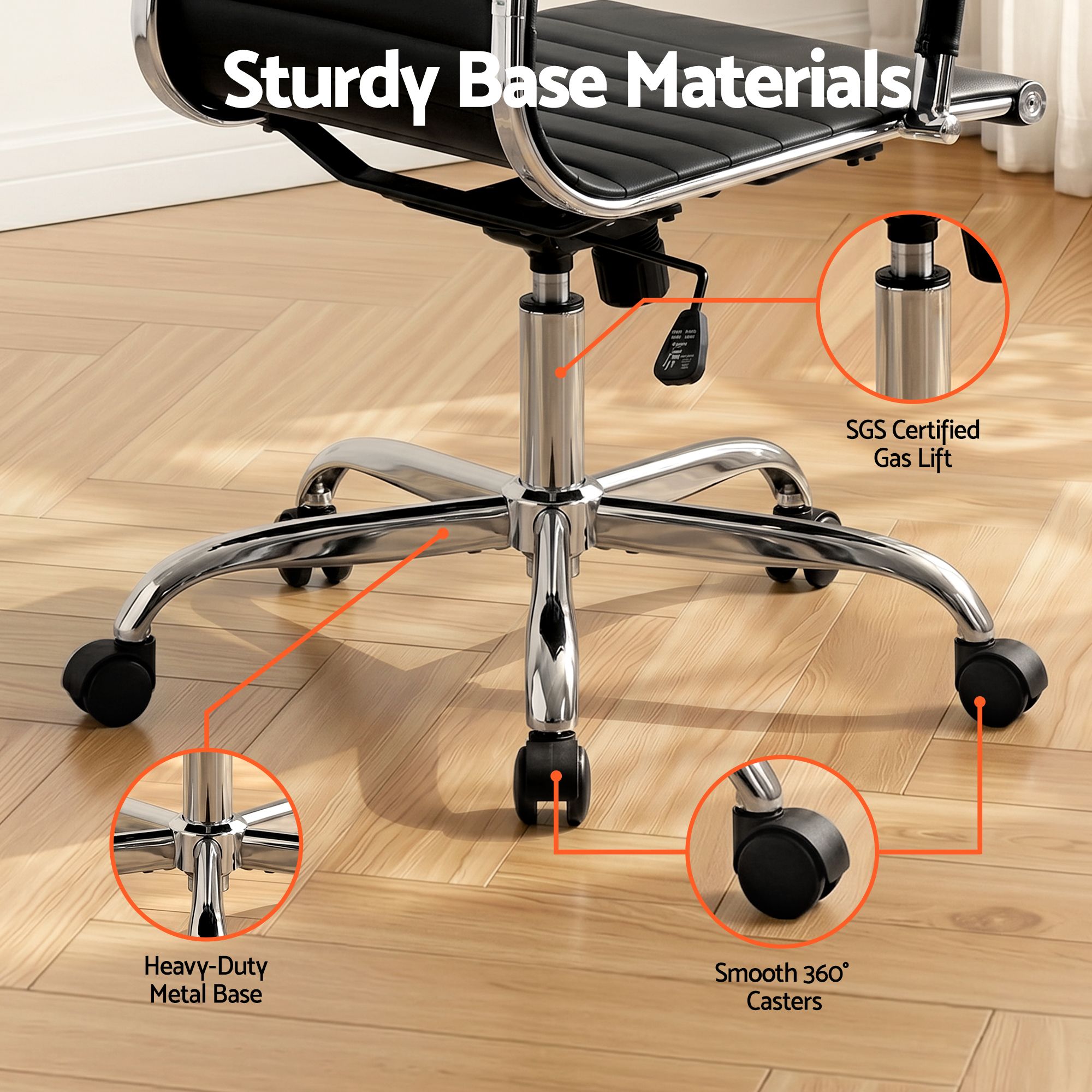 Artiss Office Chair Conference Chairs PU Leather Mid Back Black-Office Chairs-PEROZ Accessories