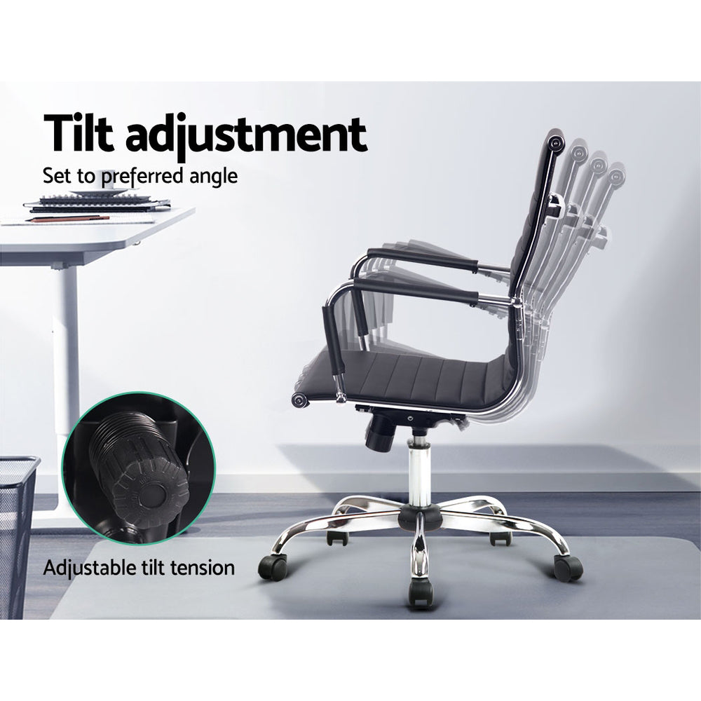 Artiss Office Chair Conference Chairs PU Leather Mid Back Black-Office Chairs-PEROZ Accessories