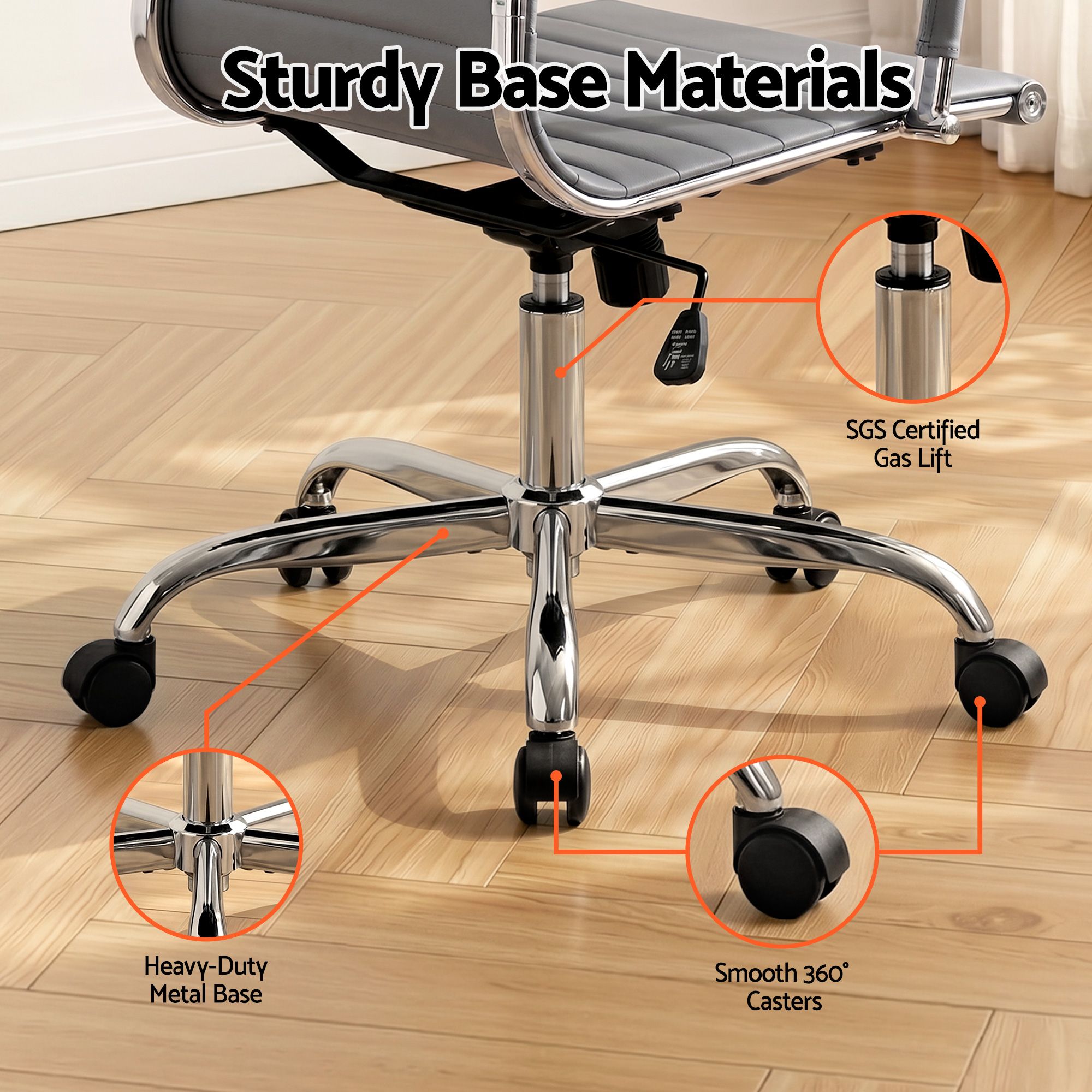 Artiss Office Chair Conference Chairs PU Leather Mid Back Grey-Furniture > Bar Stools & Chairs > Gaming Chairs-PEROZ Accessories