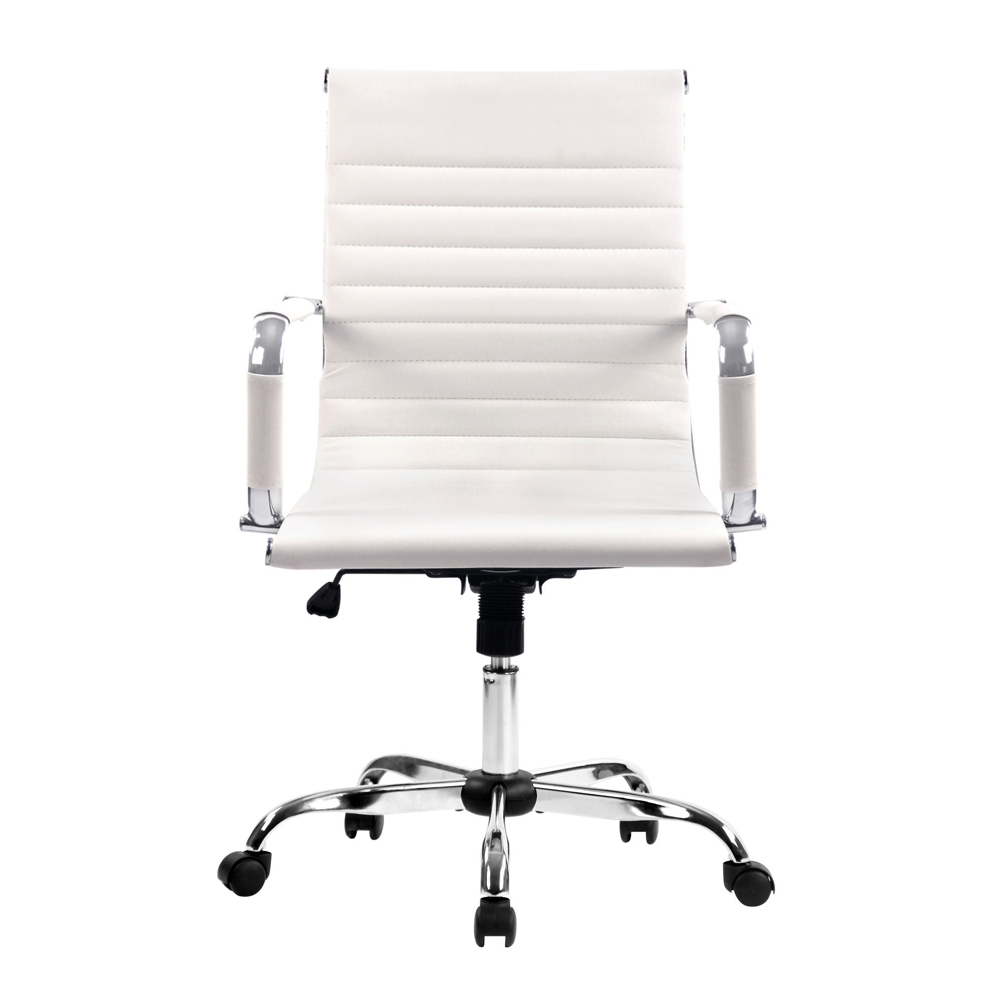 Artiss Office Chair Conference Chairs PU Leather Mid Back White-Office Chairs-PEROZ Accessories