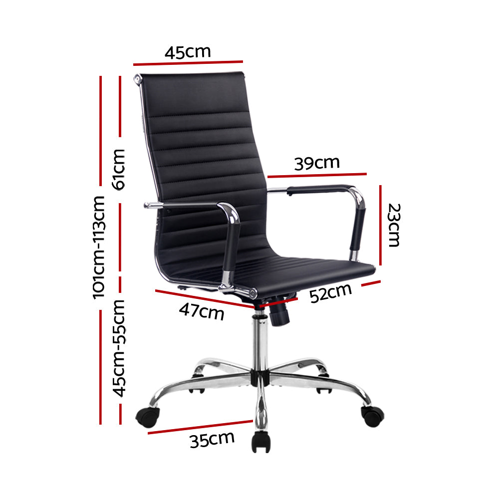 Artiss Office Chair Conference Chairs PU Leather High Back Black-Office Chairs-PEROZ Accessories