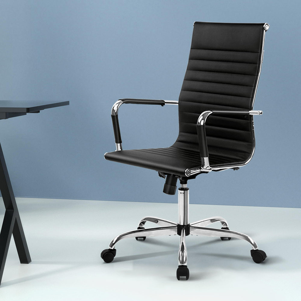 Artiss Office Chair Conference Chairs PU Leather High Back Black-Office Chairs-PEROZ Accessories