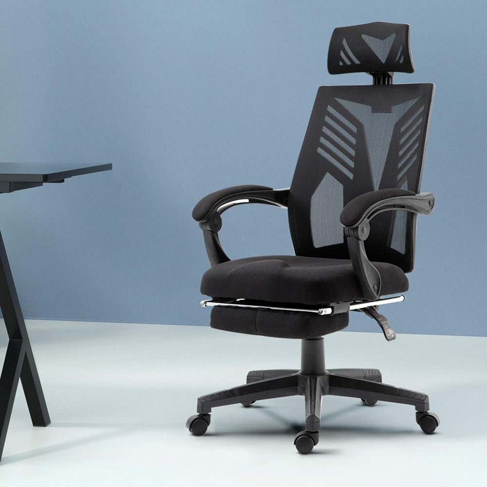 Artiss Mesh Office Chair Recliner Black-Office Chairs-PEROZ Accessories