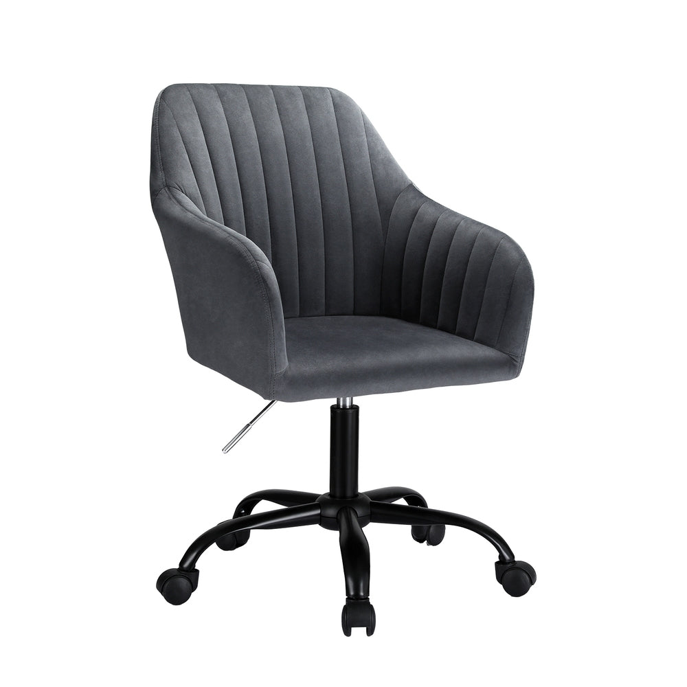 Artiss Office Chair Velvet Seat Dark Grey-Furniture > Bar Stools & Chairs-PEROZ Accessories