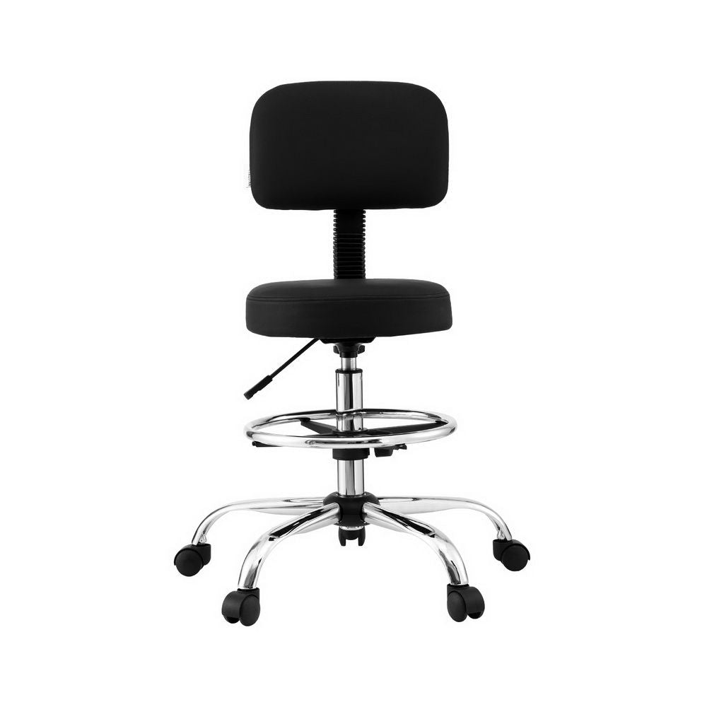 Artiss Office Chair Drafting Computer Standing Desk Chairs Ergonomic PU Black-Furniture > Office > Office & Desk Chairs-PEROZ Accessories