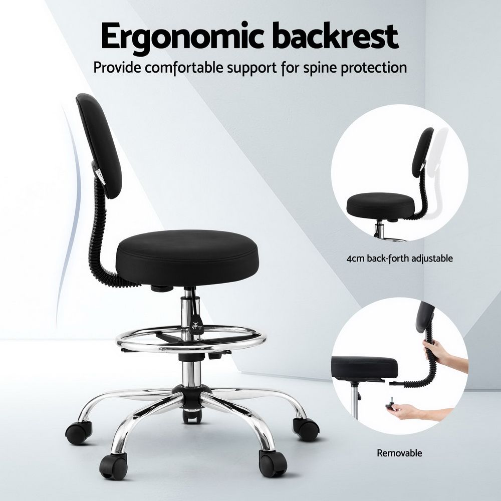 Artiss Office Chair Drafting Computer Standing Desk Chairs Ergonomic PU Black-Furniture > Office > Office & Desk Chairs-PEROZ Accessories