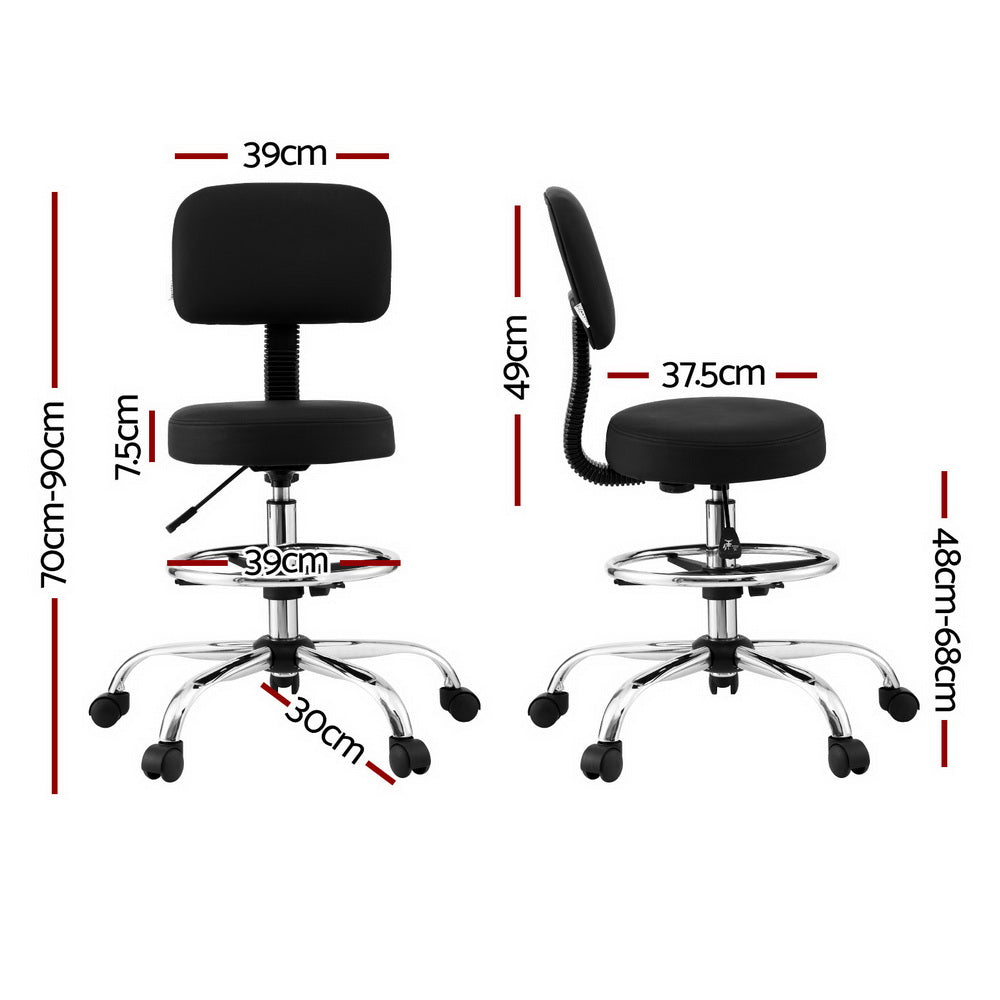 Artiss Office Chair Drafting Computer Standing Desk Chairs Ergonomic PU Black-Furniture > Office > Office & Desk Chairs-PEROZ Accessories
