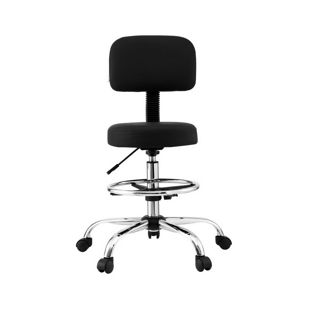 Artiss Office Chair Drafting Computer Standing Desk Chairs Ergonomic PU Black-Furniture > Office > Office & Desk Chairs-PEROZ Accessories