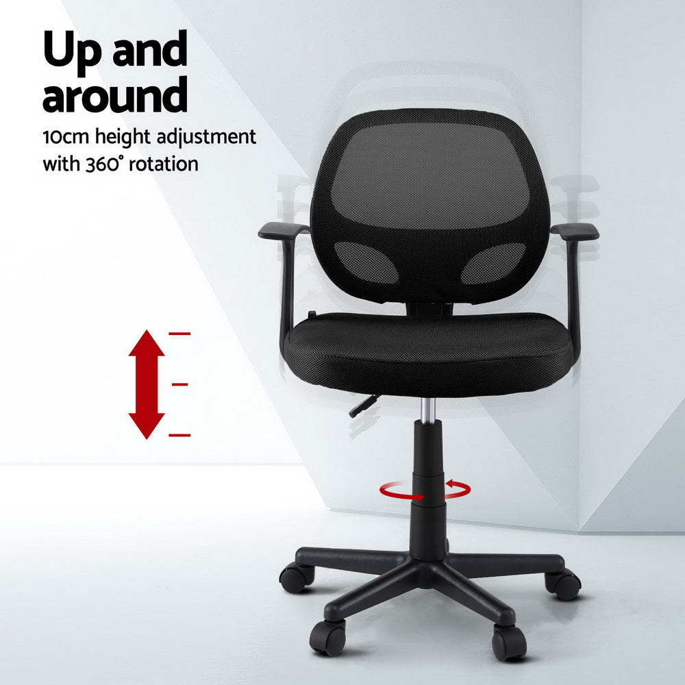 Artiss Mesh Office Chair Computer Gaming Desk Chairs Work Study Mid Back Black-Furniture > Office > Office & Desk Chairs-PEROZ Accessories