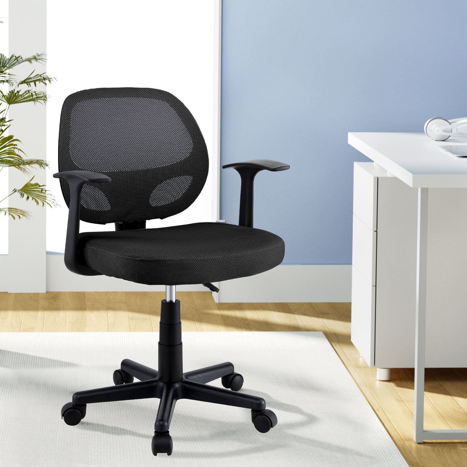 Artiss Mesh Office Chair Computer Gaming Desk Chairs Work Study Mid Back Black-Furniture > Office > Office & Desk Chairs-PEROZ Accessories