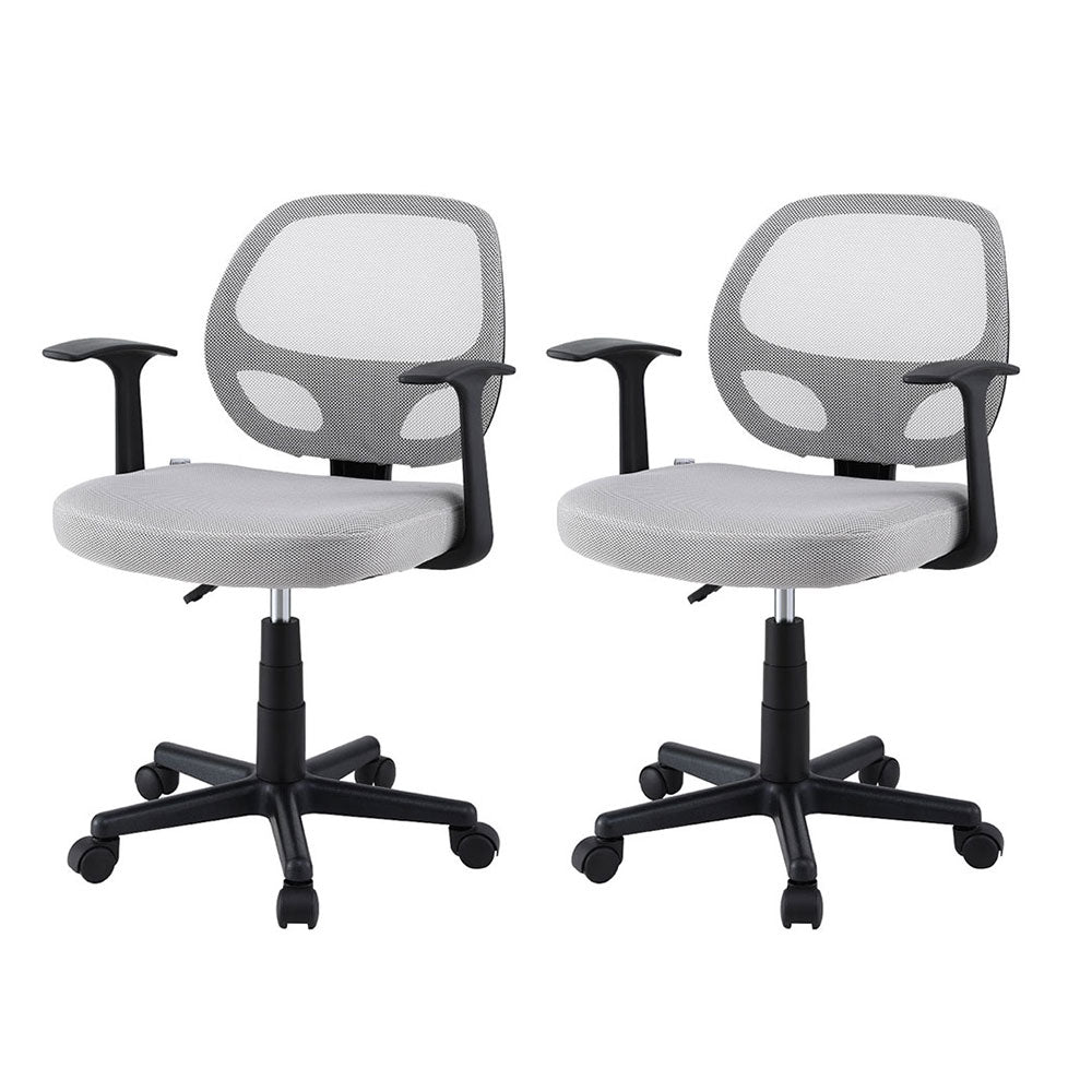 Artiss 2x Mesh Office Chair Computer Gaming Desk Chairs Work Study Mid Back Grey-Furniture > Office > Office & Desk Chairs-PEROZ Accessories