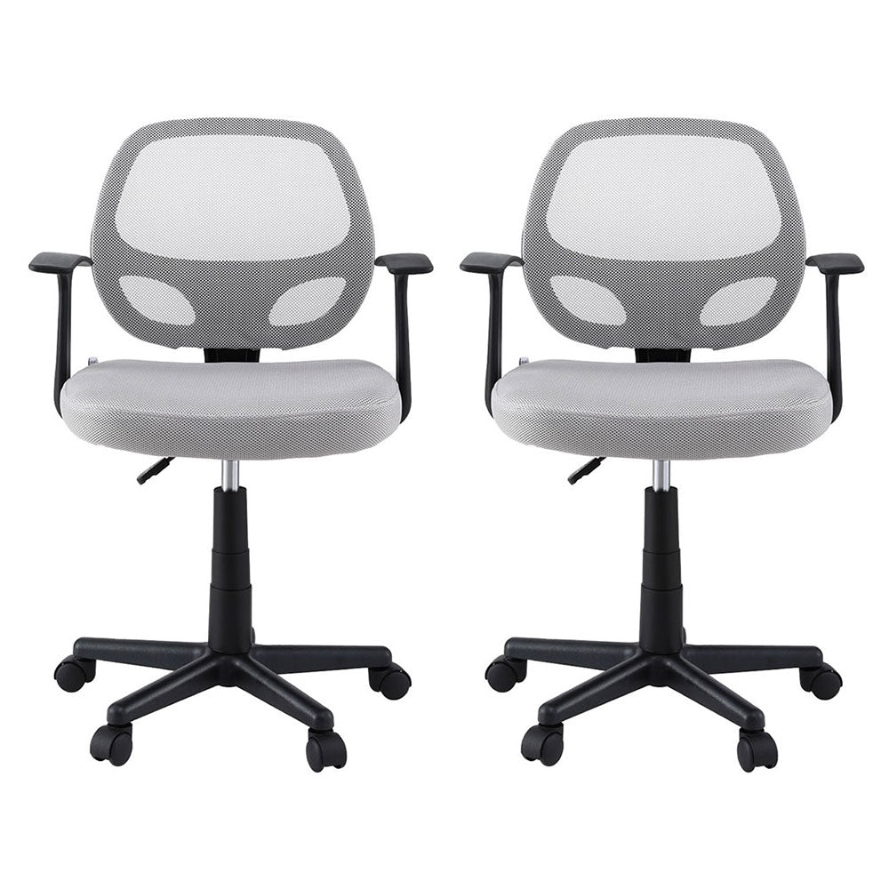 Artiss 2x Mesh Office Chair Computer Gaming Desk Chairs Work Study Mid Back Grey-Furniture > Office > Office & Desk Chairs-PEROZ Accessories