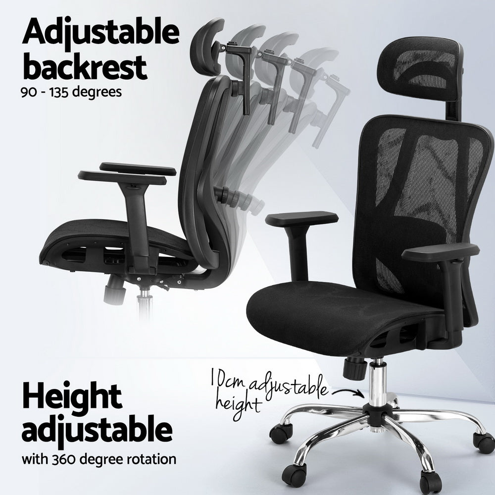 Artiss Ergonomic Office Chair Recline Black-Furniture > Bar Stools & Chairs-PEROZ Accessories