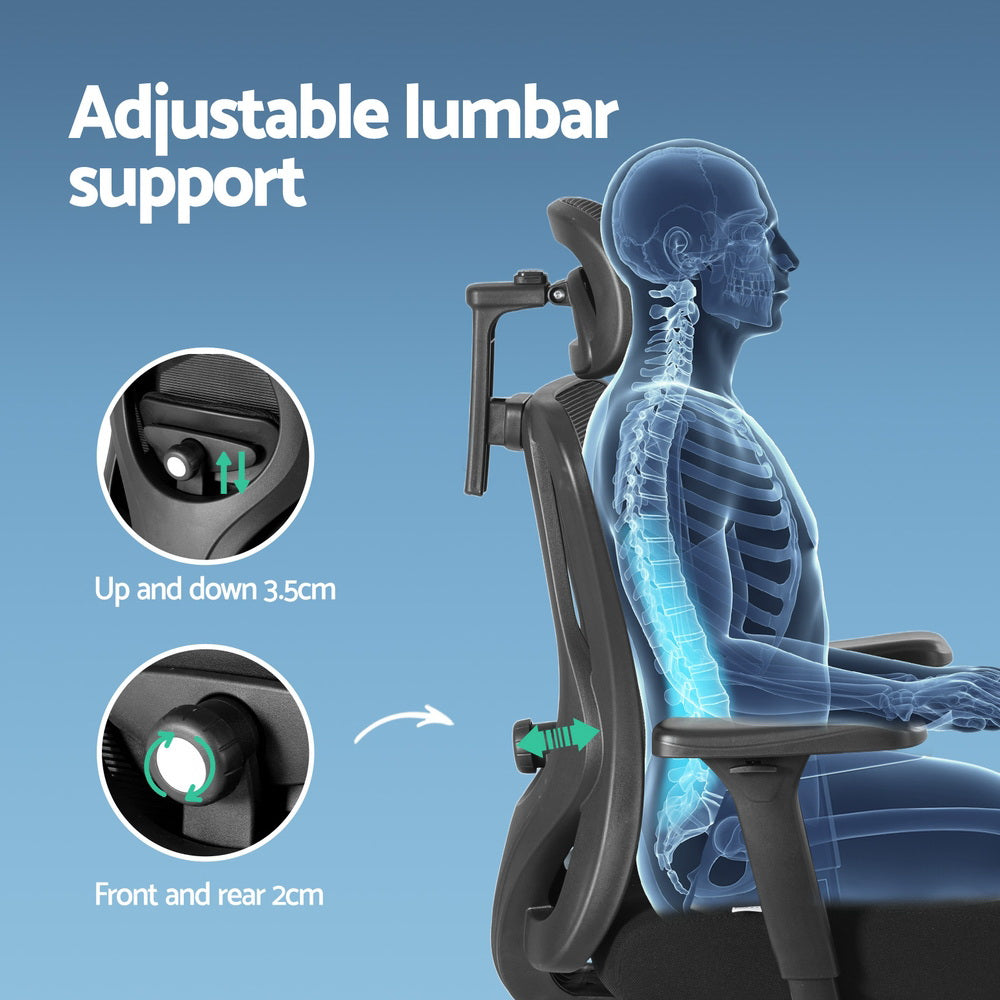 Artiss Ergonomic Mesh Office Chair Black-Furniture > Office > Office & Desk Chairs-PEROZ Accessories