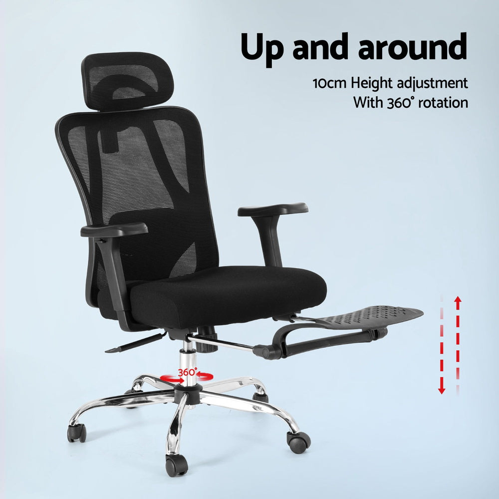 Artiss Ergonomic Mesh Office Chair Black-Furniture > Office > Office & Desk Chairs-PEROZ Accessories