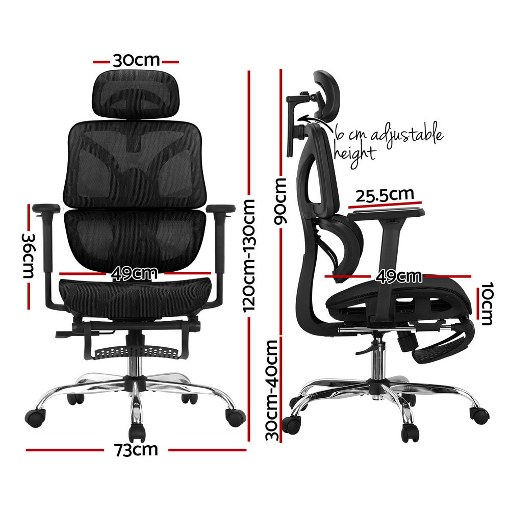 Artiss Ergonomic Office Chair Footrest Black-Furniture > Bar Stools & Chairs-PEROZ Accessories