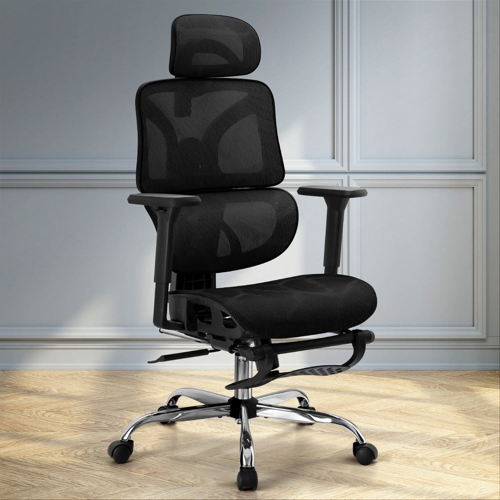 Artiss Ergonomic Office Chair Footrest Black-Furniture > Bar Stools & Chairs-PEROZ Accessories