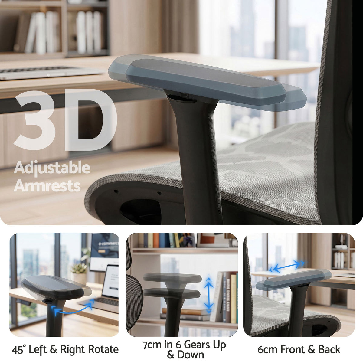 Artiss Ergonomic Office Chair Footrest Grey-Furniture > Bar Stools & Chairs-PEROZ Accessories