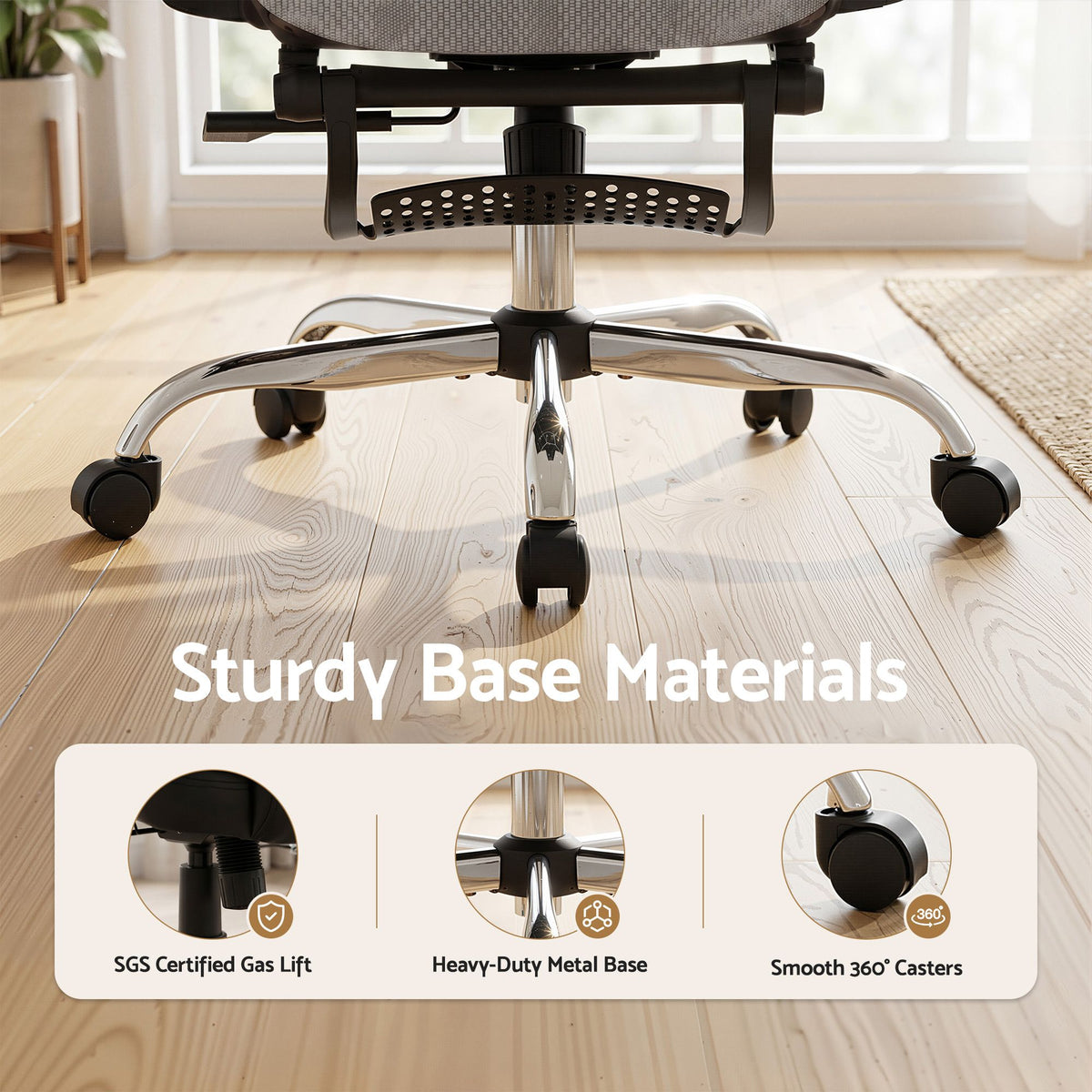 Artiss Ergonomic Office Chair Footrest Grey-Furniture > Bar Stools & Chairs-PEROZ Accessories