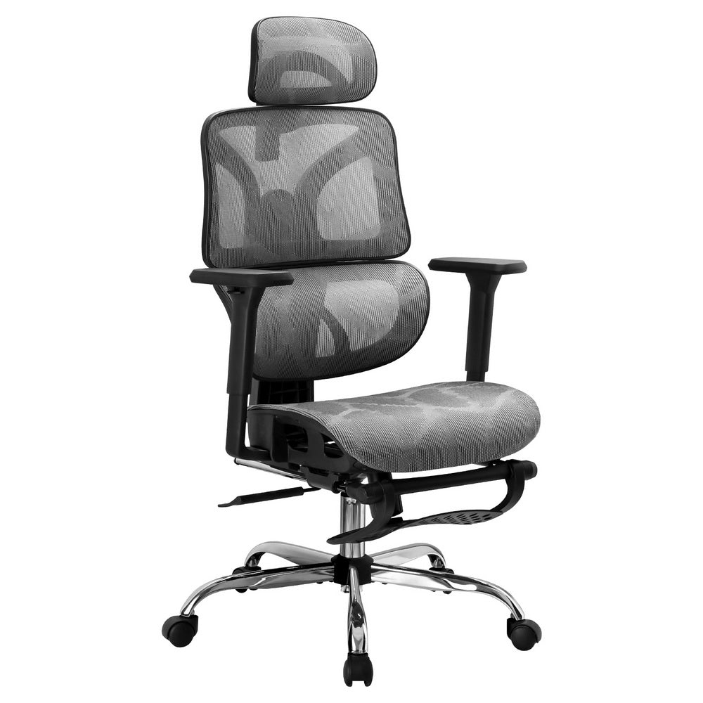 Artiss Ergonomic Office Chair Footrest Grey-Furniture > Bar Stools & Chairs-PEROZ Accessories