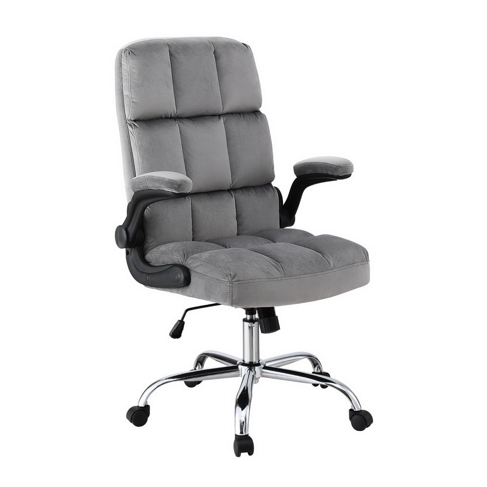 Artiss Office Chair Velvet Seat Racing Gaming Computer Desk Chairs Armrest Grey-Furniture > Office > Office & Desk Chairs-PEROZ Accessories