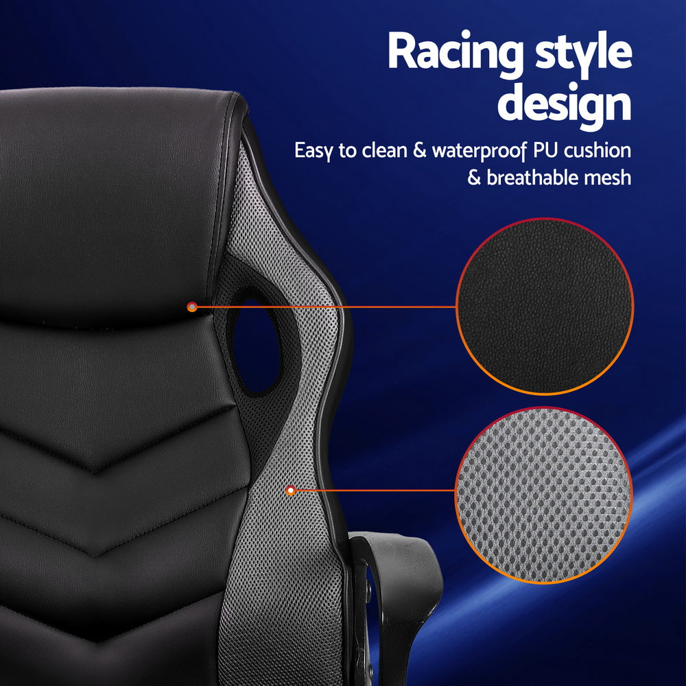 Artiss Gaming Office Chair Computer Chairs Grey-Furniture > Bar Stools & Chairs-PEROZ Accessories