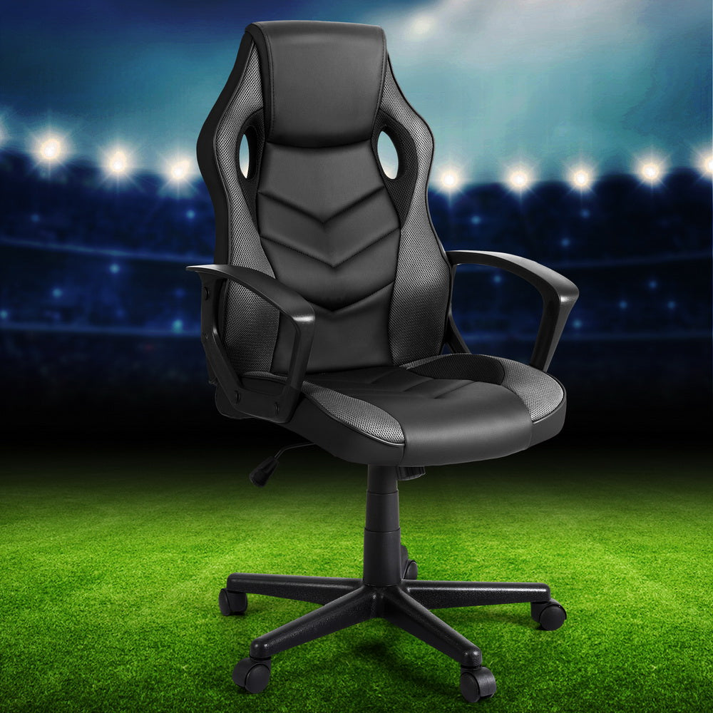 Artiss Gaming Office Chair Computer Chairs Grey-Furniture > Bar Stools & Chairs-PEROZ Accessories