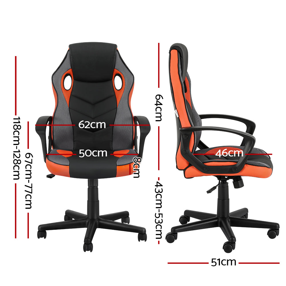 Artiss Gaming Office Chair Computer Executive Racing Chairs High Back Orange-Furniture > Office-PEROZ Accessories