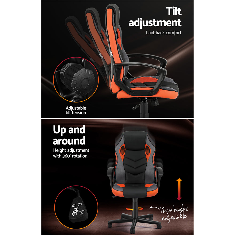 Artiss Gaming Office Chair Computer Executive Racing Chairs High Back Orange-Furniture > Office-PEROZ Accessories