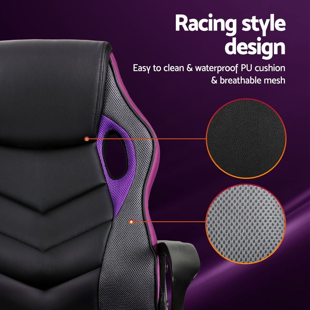 Artiss Gaming Office Chair Computer Chairs Purple-Furniture > Bar Stools & Chairs-PEROZ Accessories