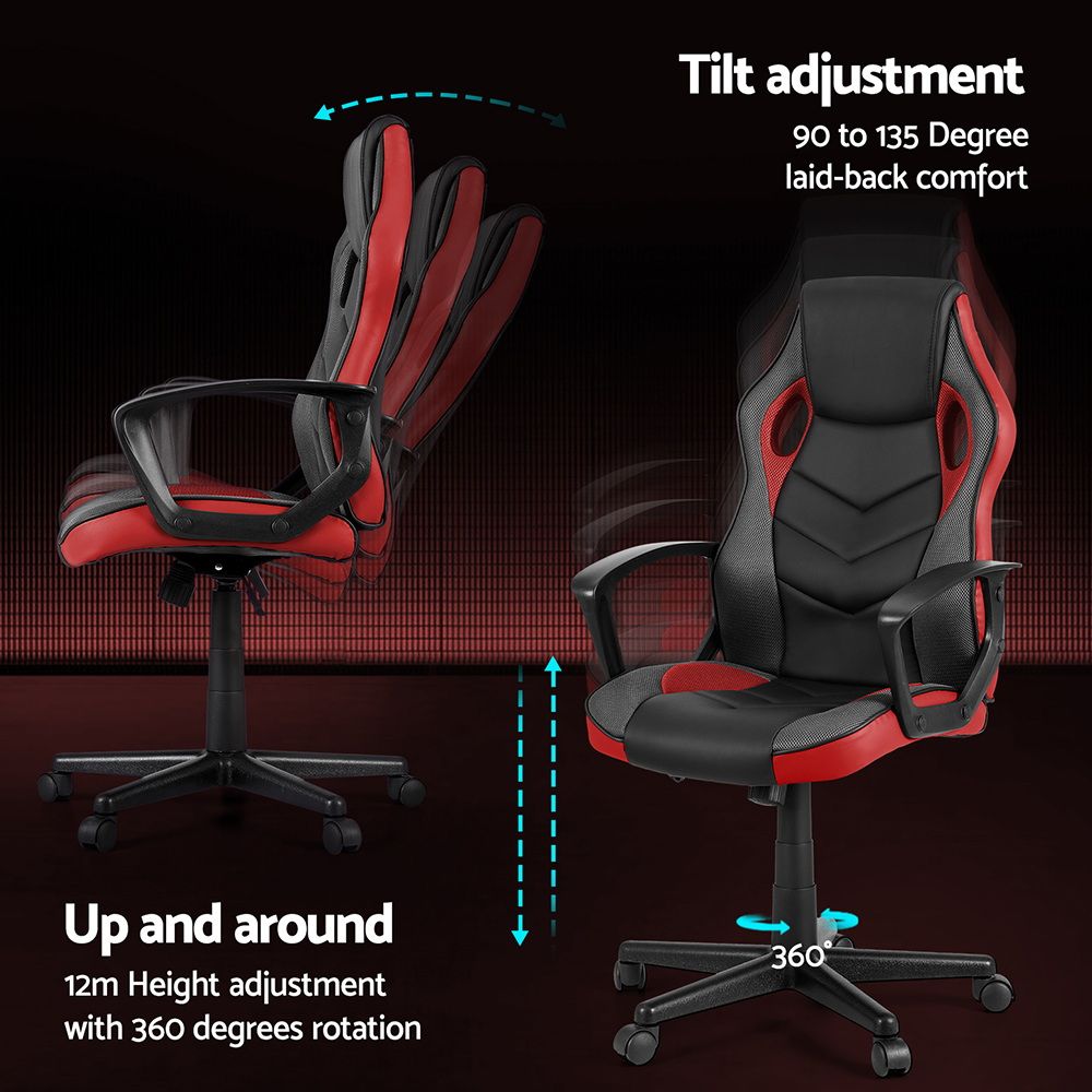 Artiss Gaming Office Chair Computer Chairs Red-Furniture > Bar Stools & Chairs-PEROZ Accessories