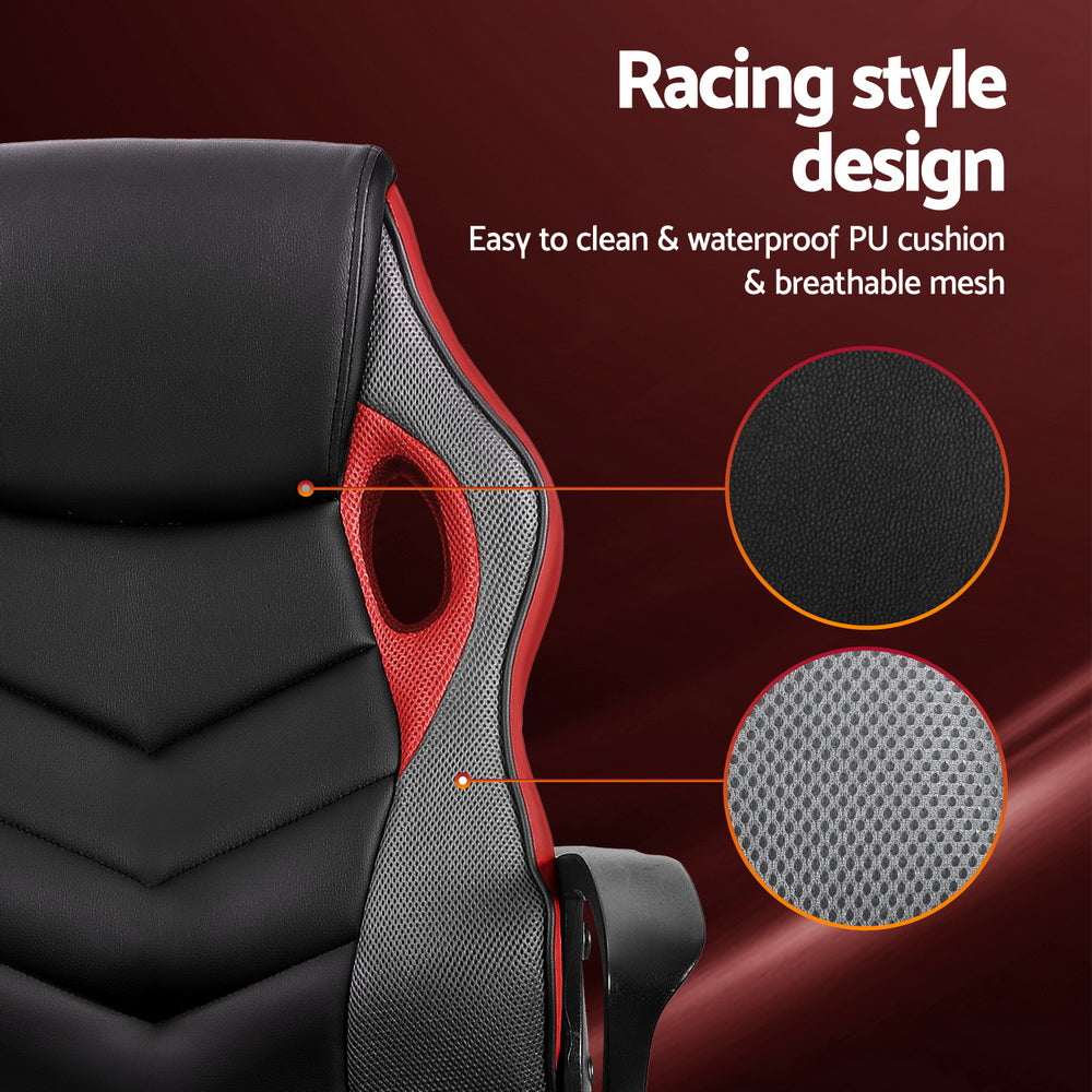 Artiss Gaming Office Chair Computer Chairs Red-Furniture > Bar Stools & Chairs-PEROZ Accessories