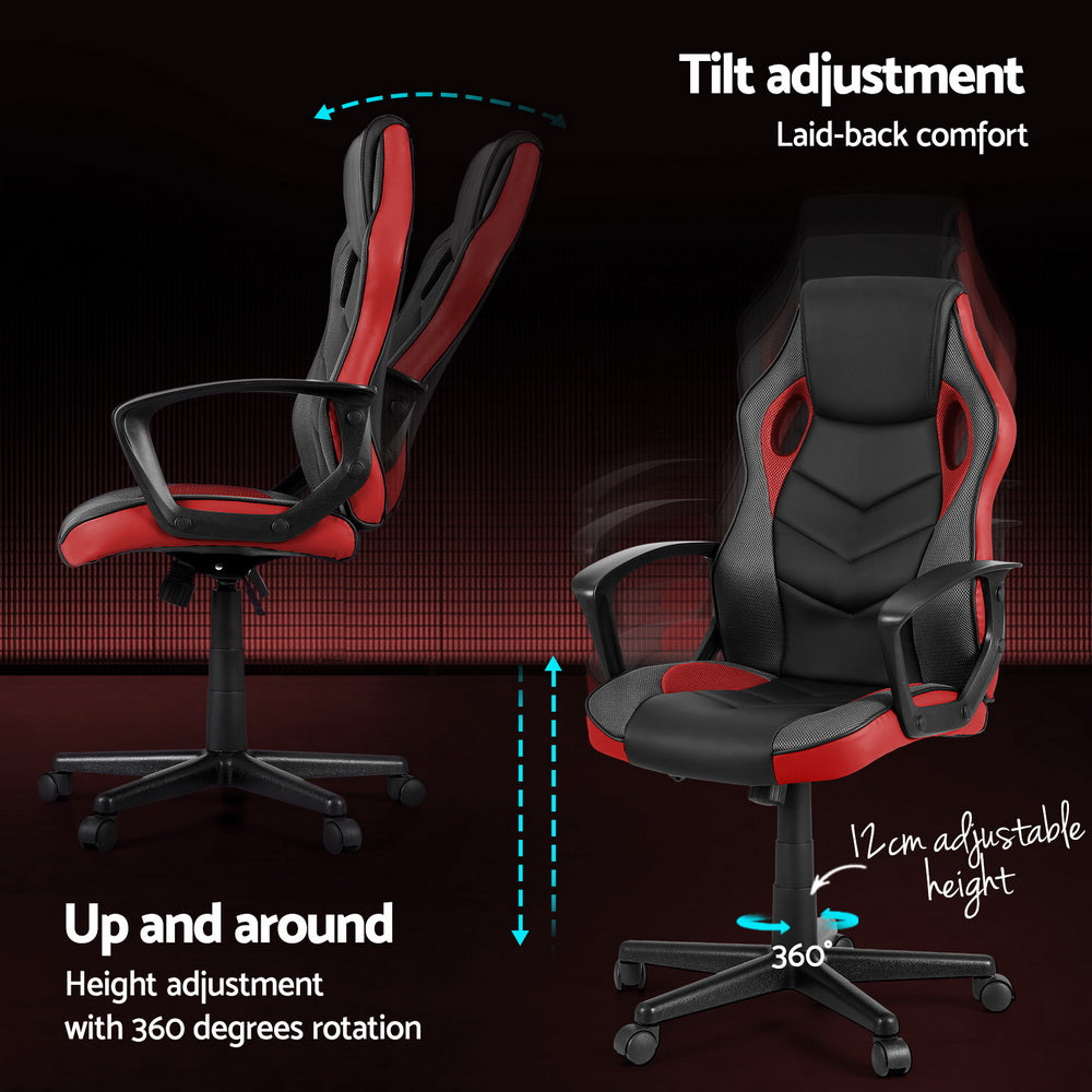Artiss Gaming Office Chair Computer Chairs Red-Furniture > Bar Stools & Chairs-PEROZ Accessories