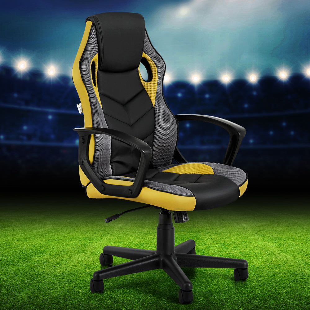 Artiss Gaming Office Chair Computer Executive Racing Chairs High Back Yellow-Furniture > Office-PEROZ Accessories