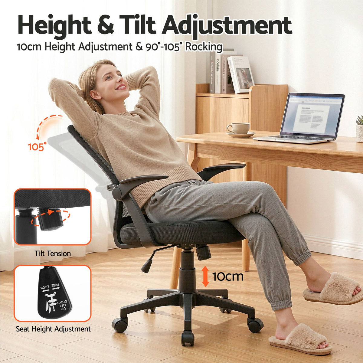 Artiss Mesh Office Chair Mid Back Black-Office Chairs-PEROZ Accessories
