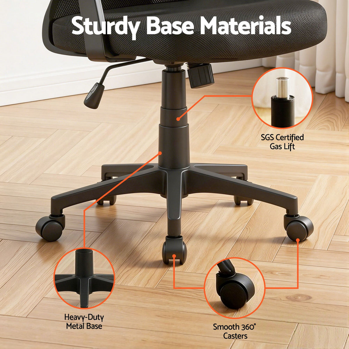 Artiss Mesh Office Chair Mid Back Black-Office Chairs-PEROZ Accessories