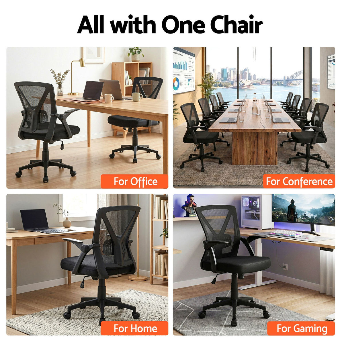Artiss Mesh Office Chair Mid Back Black-Office Chairs-PEROZ Accessories
