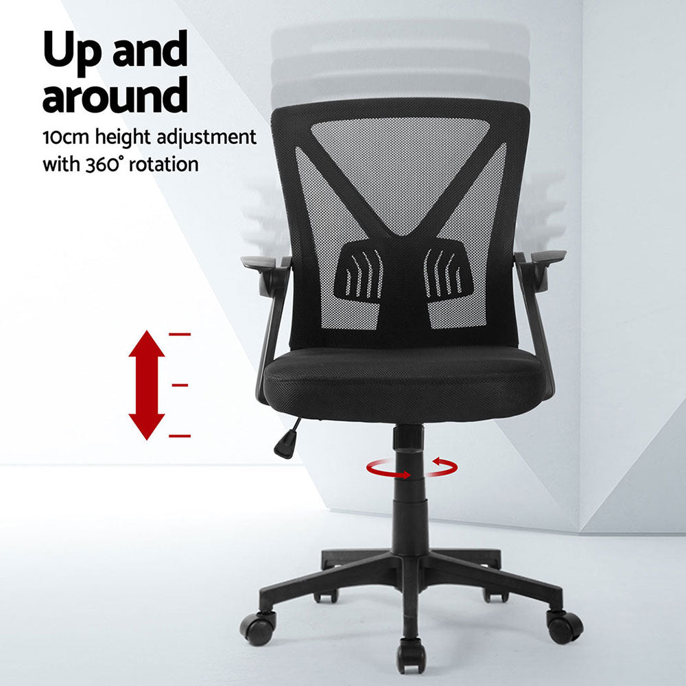Artiss 2x Mesh Office Chair Mid Back Black-Furniture > Office > Office & Desk Chairs-PEROZ Accessories