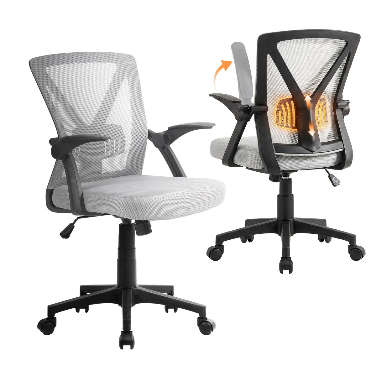Artiss Mesh Office Chair Mid Back Grey-Office Chairs-PEROZ Accessories