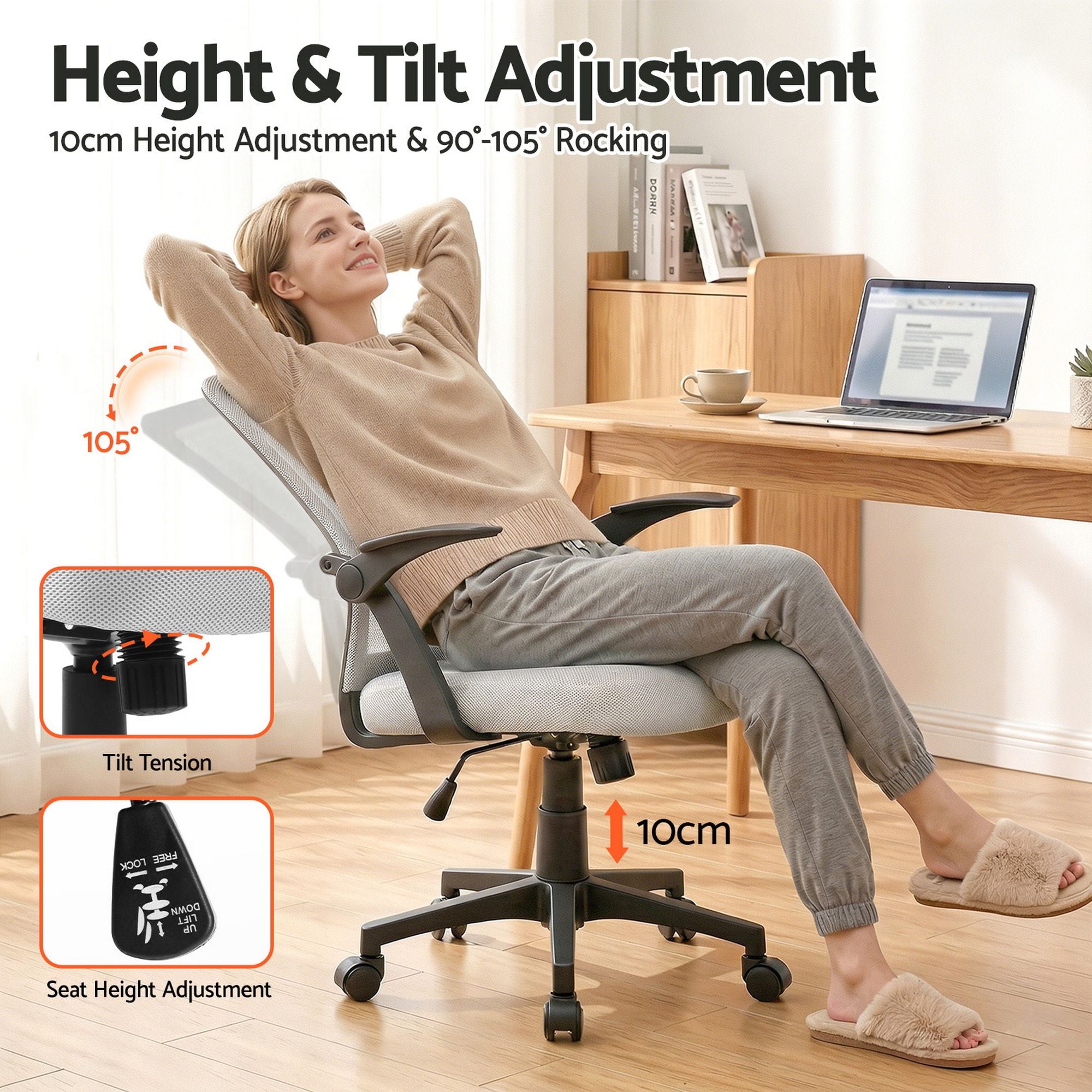 Artiss Mesh Office Chair Mid Back Grey-Office Chairs-PEROZ Accessories