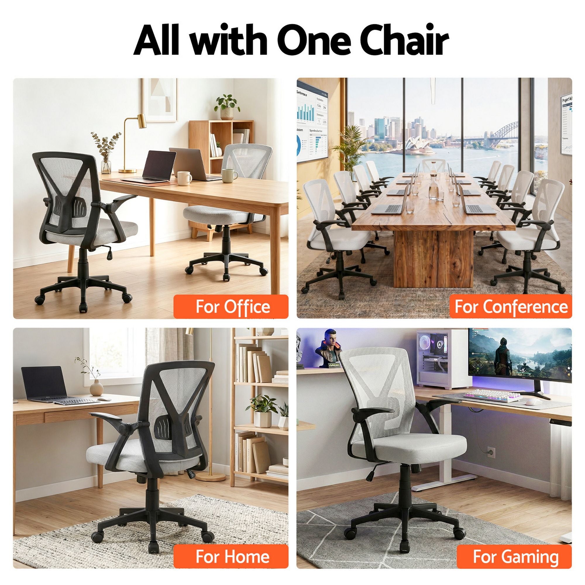 Artiss Mesh Office Chair Mid Back Grey-Office Chairs-PEROZ Accessories