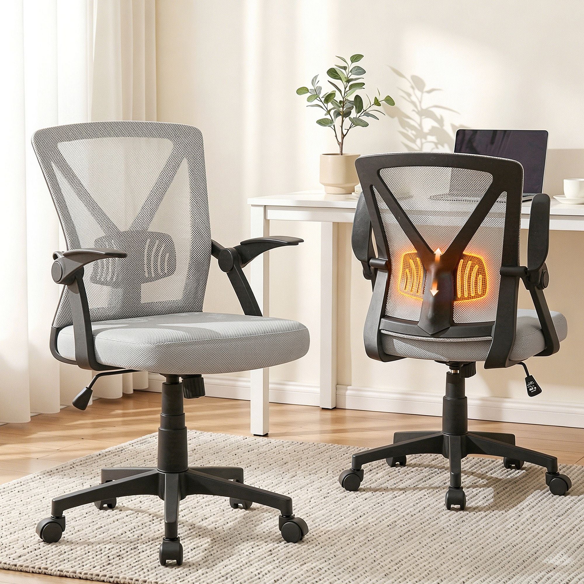 Artiss Mesh Office Chair Mid Back Grey-Office Chairs-PEROZ Accessories