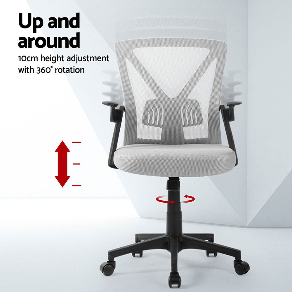 Artiss 2x Mesh Office Chair Mid Back Grey-Furniture > Office > Office & Desk Chairs-PEROZ Accessories