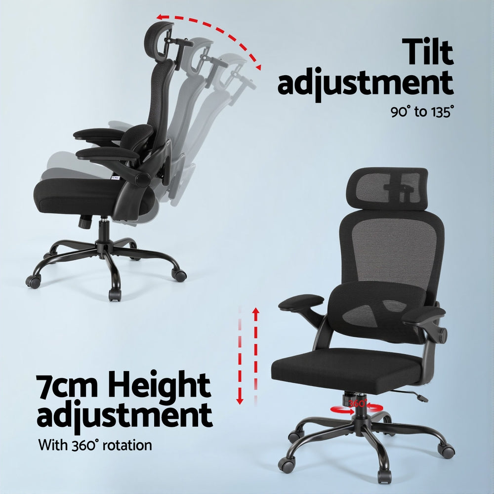 Artiss Ergonomic Office Chair Mesh Chairs Black-Furniture > Office > Office & Desk Chairs-PEROZ Accessories