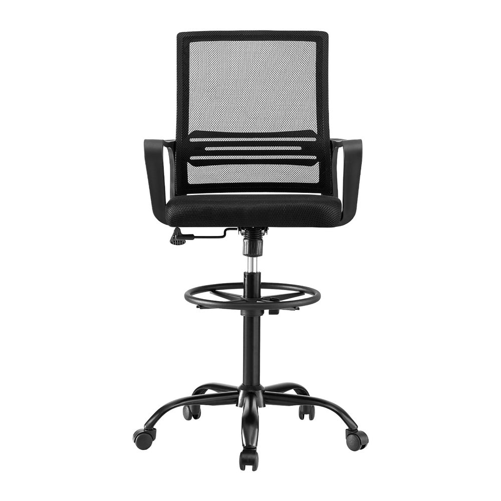 Artiss Office Chair Drafting Chairs Stool Computer Desk Studios Mesh Black-Furniture > Office > Office & Desk Chairs-PEROZ Accessories